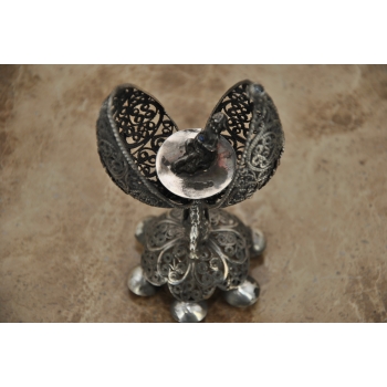 Srebrne Ażurowe Jajo - Otwierane - Carska Rosja pr. 84 - Secesja Orzeł